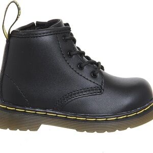 Dr. Martens Black Kids Boots with Yellow Stitching